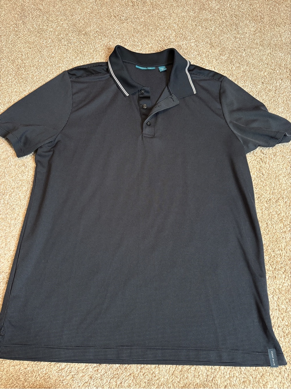 Perry Ellis Navy Blue Polo with White Trim